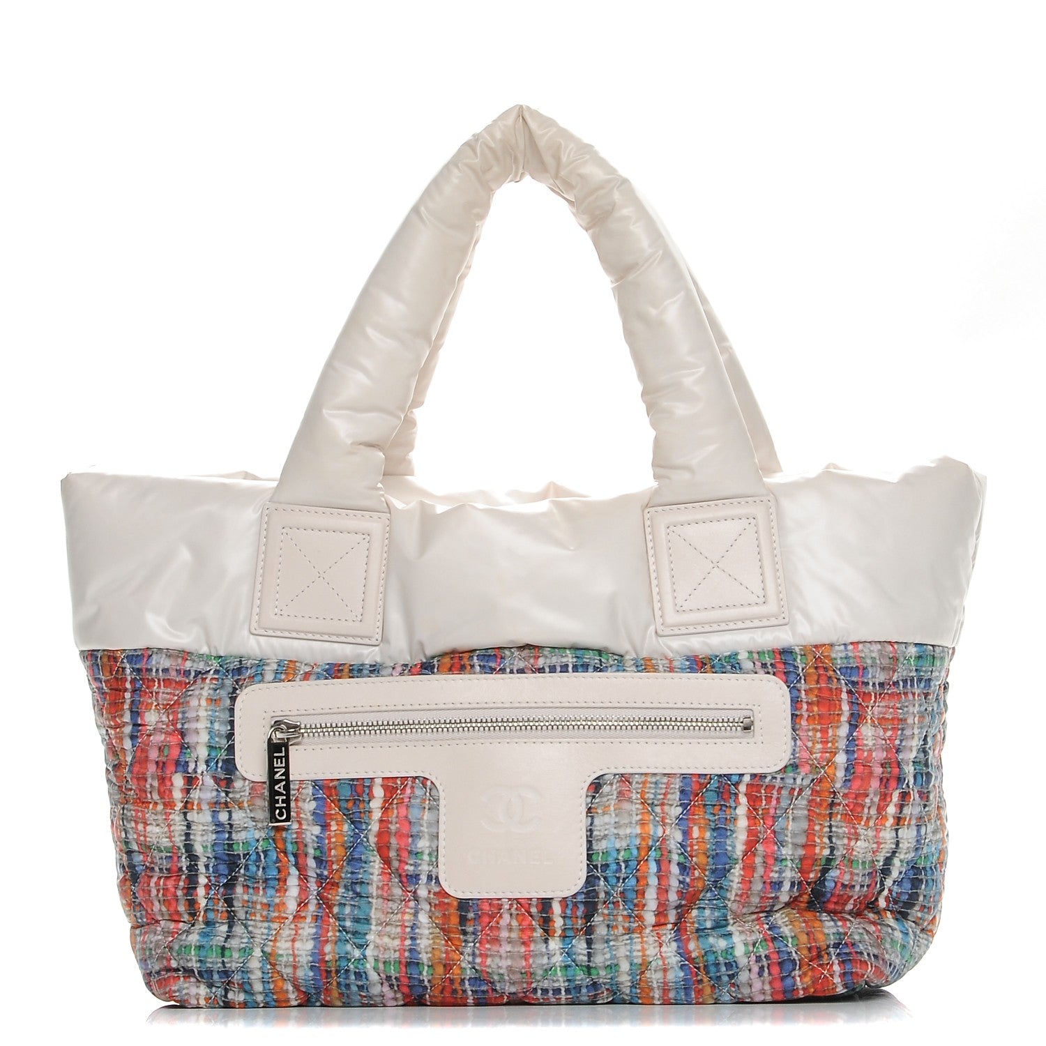 Chanel Nylon Tweed Printed Medium Coco Cocoon Reversible Tote White 1 of 12