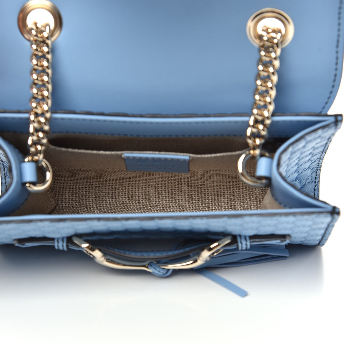 Soft Microguccissima Mini Emily Chain Shoulder Bag Mineral Blue