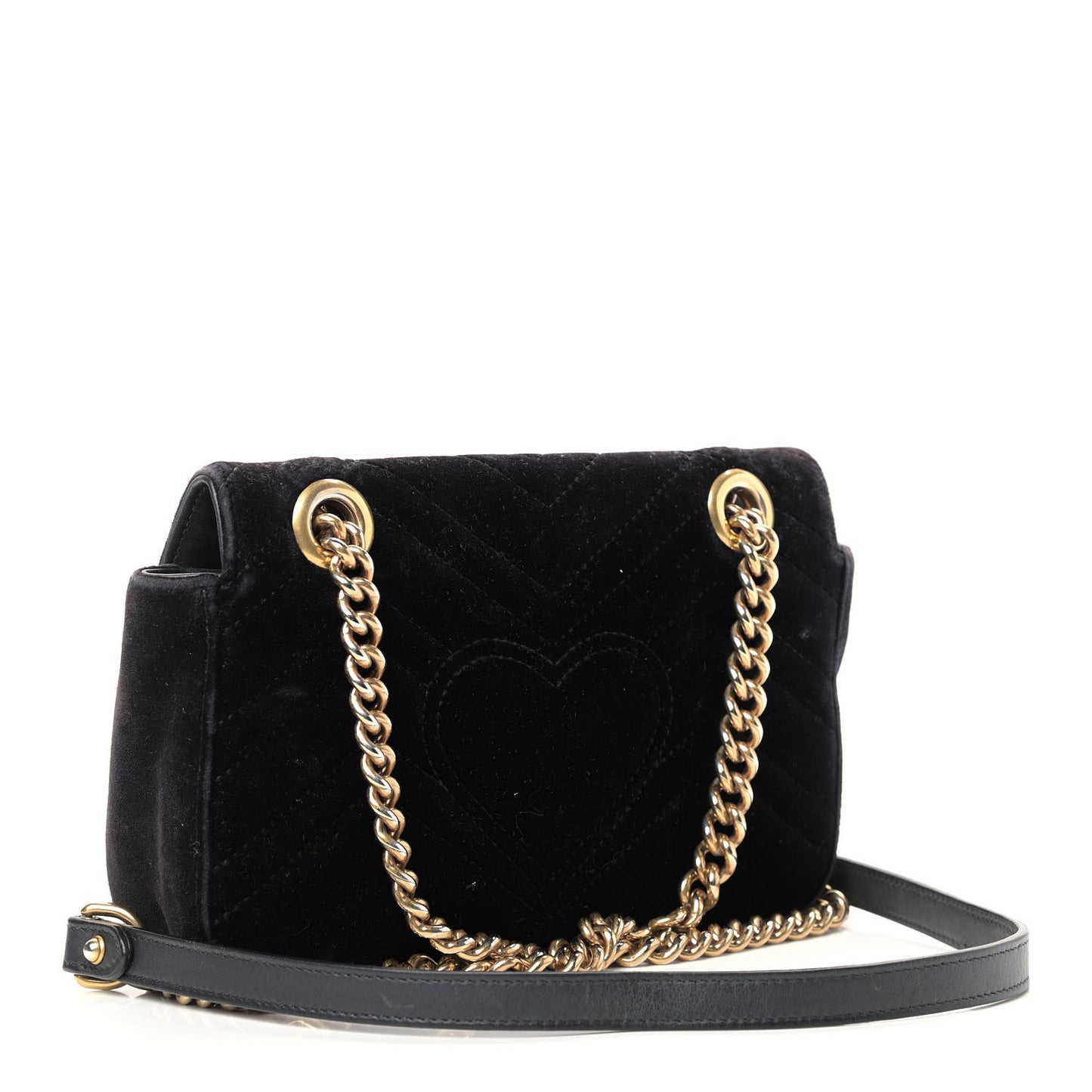 Velvet Matelasse Mini GG Marmont Shoulder Bag Black
