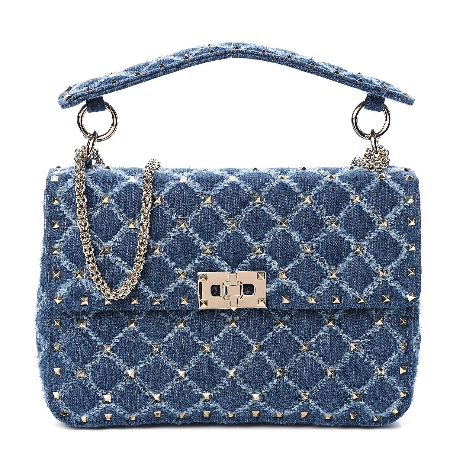 Valentino Garavani Denim Medium Rockstud Spike Shoulder Bag Denim 1 of 9