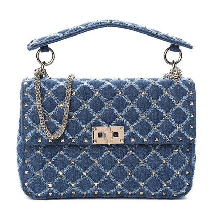 Valentino Garavani Denim Medium Rockstud Spike Shoulder Bag Denim 1 of 9