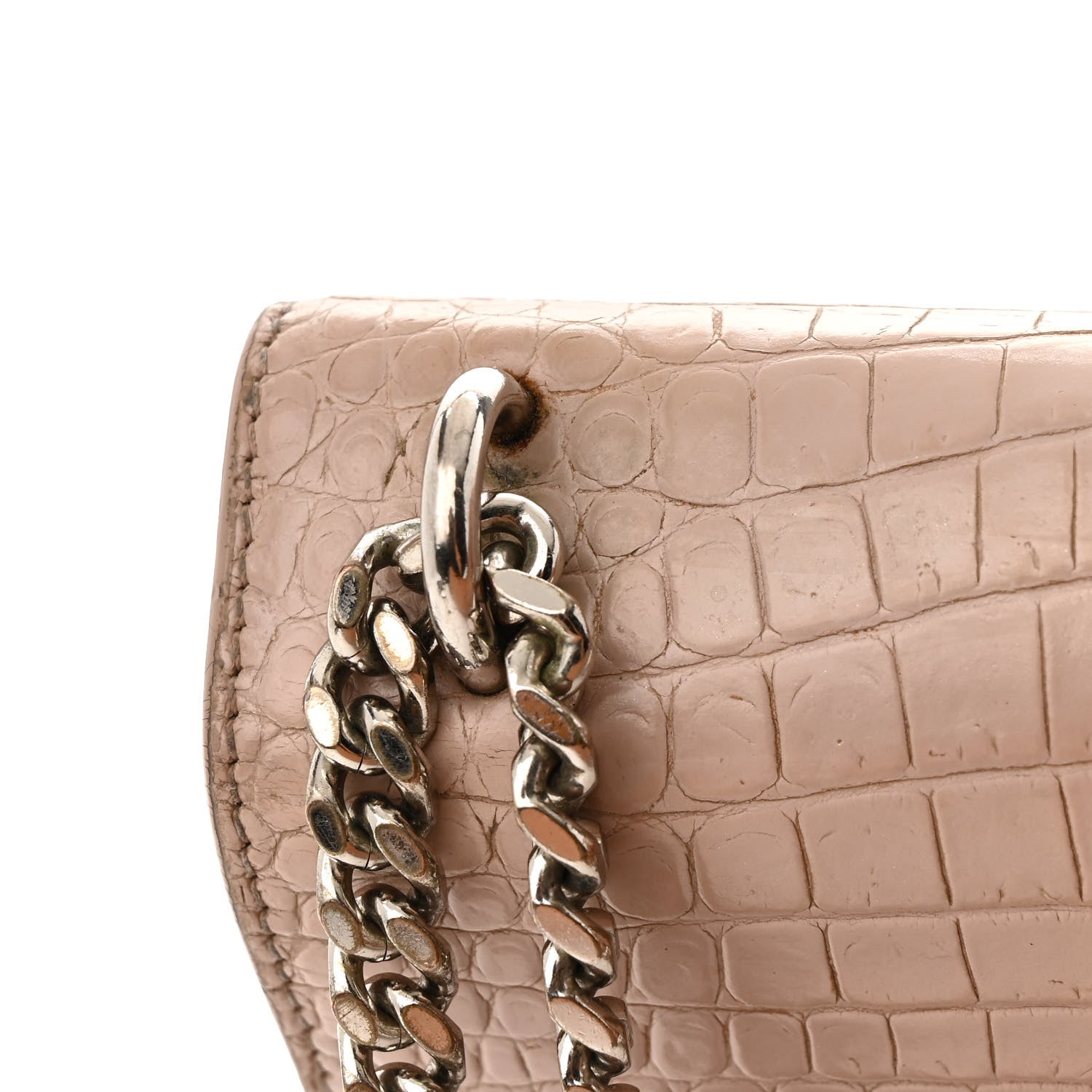 Saint Laurent Calfskin Crocodile Embossed Medium Monogram Sunset Rose Antic 24 of 25
