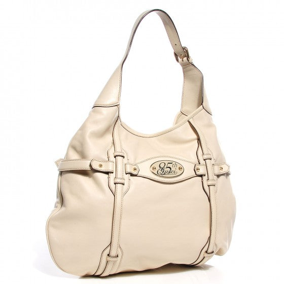 Leather Large Horsebit 85th Anniversary Hobo Off White