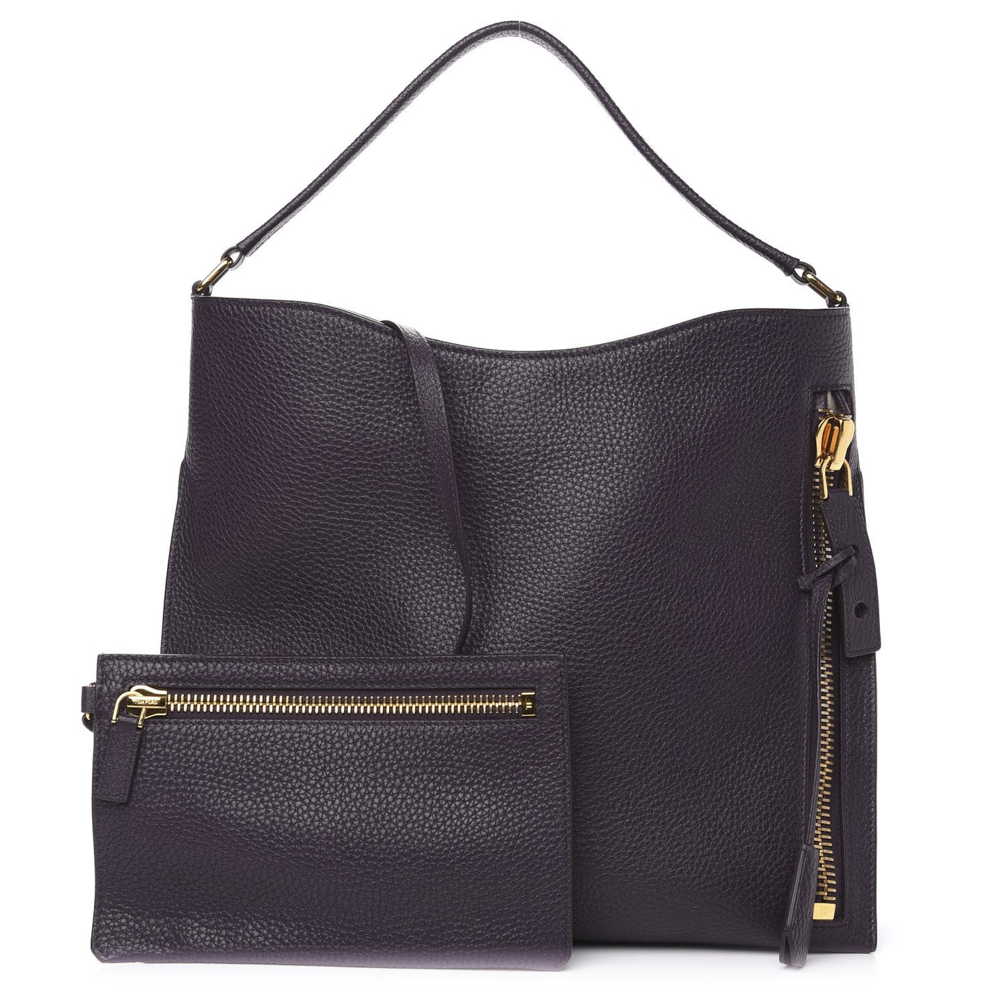 Pebbled Calfskin Small Alix Padlock Zip Hobo Bag Wine