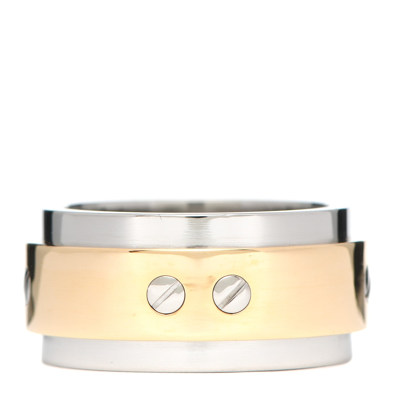 Cartier 18K Yellow Gold Stainless Steel 12mm Santos Ring 63 10.5 1 of 4