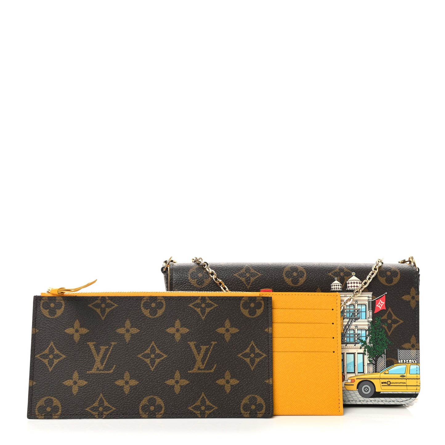 Monogram 2022 Christmas Animation New York Soho Pochette Felicie Chain Wallet Yellow