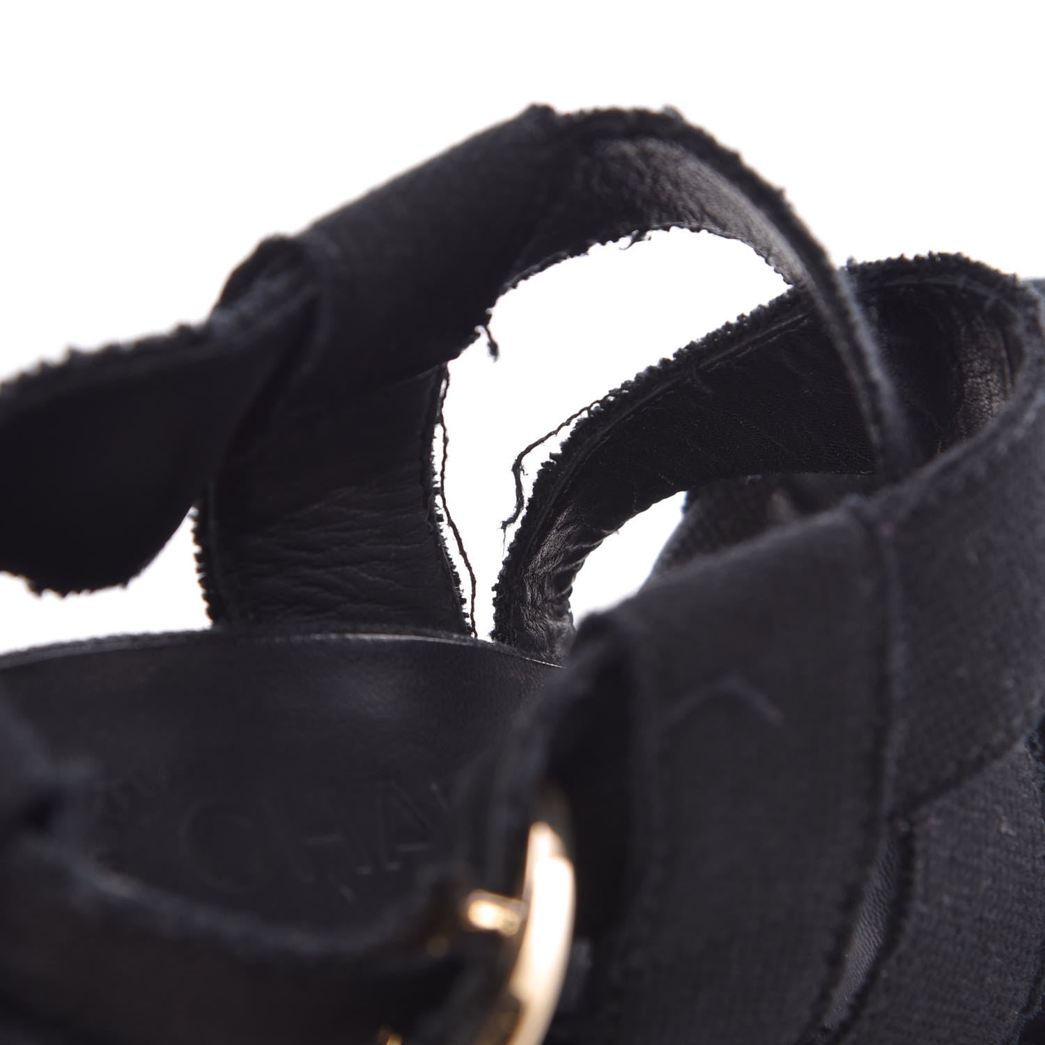 Chanel Canvas Heart CC Wedge Sandals 36.5 Black 16 of 18