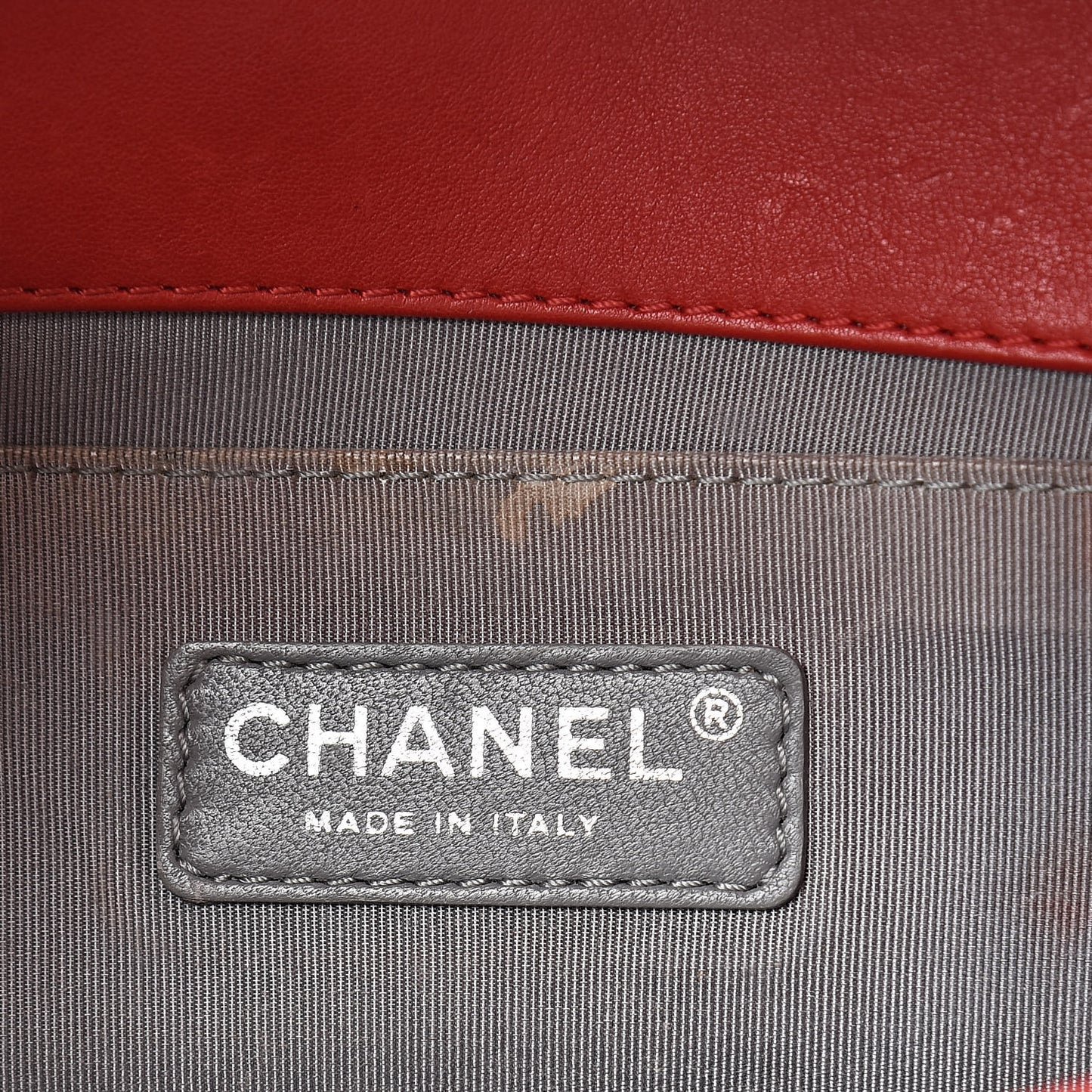 Calfskin Quilted Double Stitch Medium Boy Flap Red