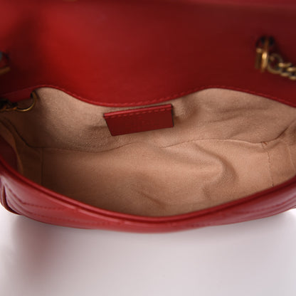 Gucci Calfskin Matelasse Super Mini GG Marmont Shoulder Bag Hibiscus Red 7 of 10