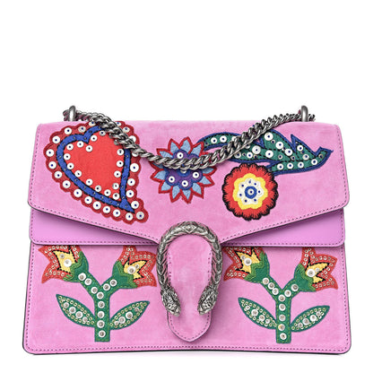 Gucci Suede Cudu Embroidered Medium Dionysus Shoulder Bag Candy Mousse Multicolor 1 of 11