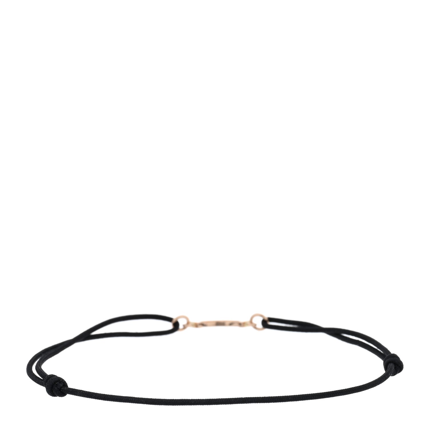Tiffany 18K Yellow Gold Mini T Smile Cord Bracelet Black 2 of 4