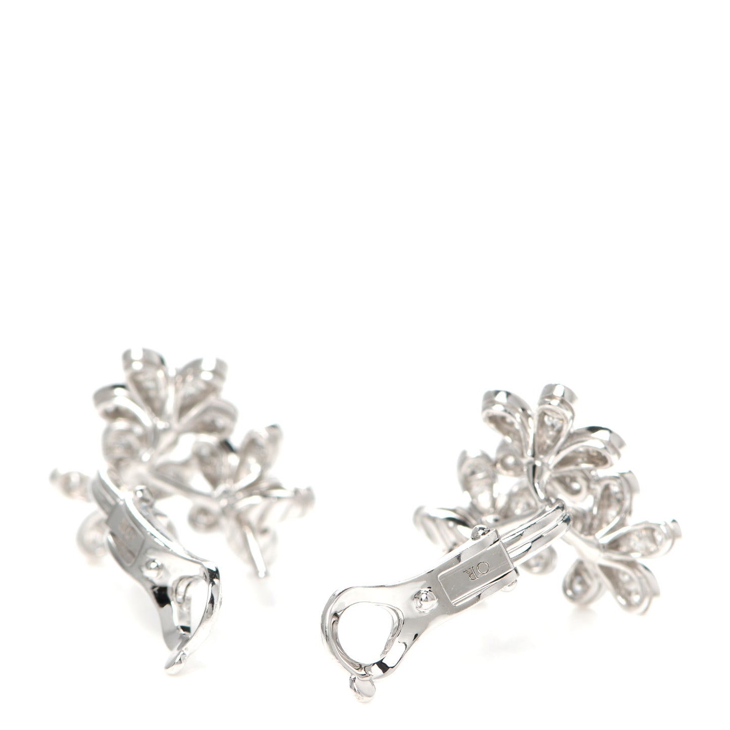 18K White Gold Diamond Socrate 3 Flowers Earrings