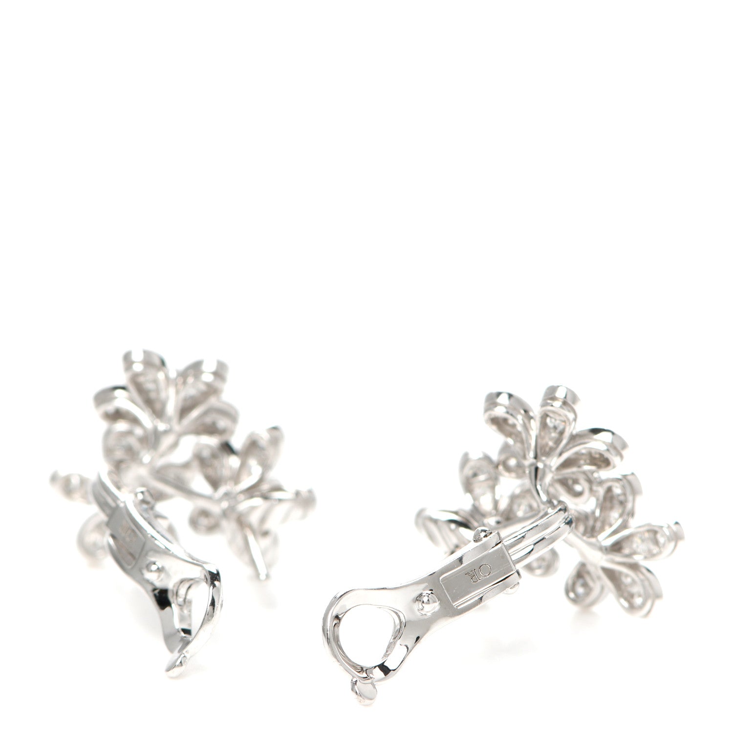 Van Cleef & Arpels 18K White Gold Diamond Socrate 3 Flowers Earrings 4 of 7