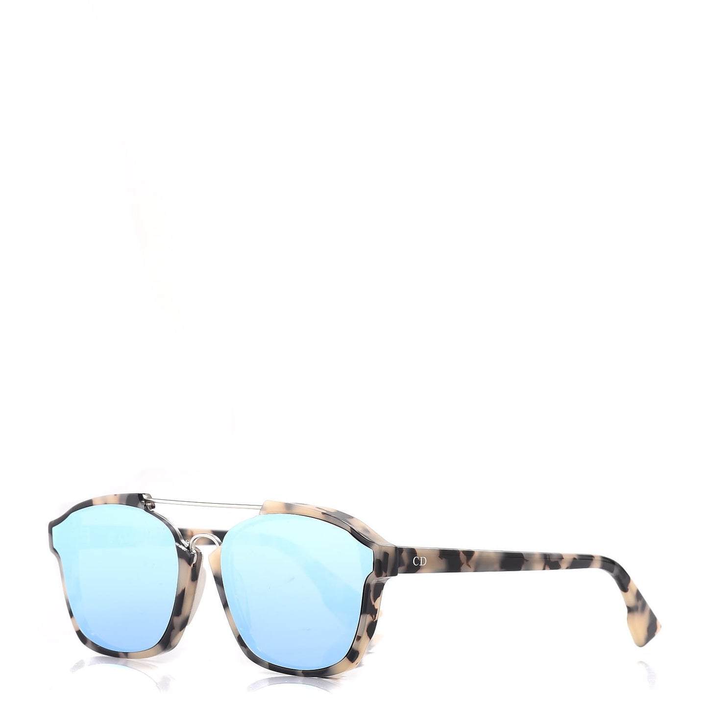 Abstract Square Mirrored Sunglasses Spotted Havana Blue