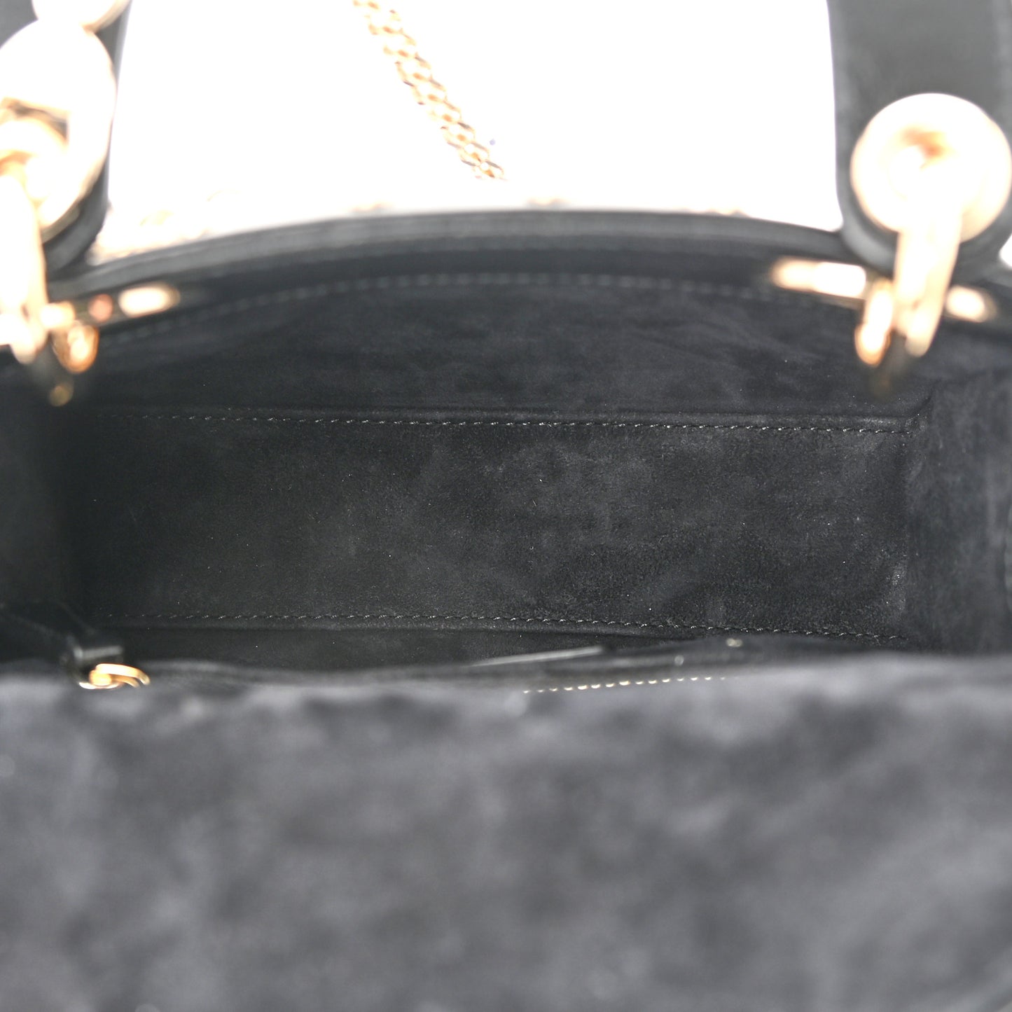 Crinkle Effect Lambskin Pearl Cannage Mini Lady Dior Black