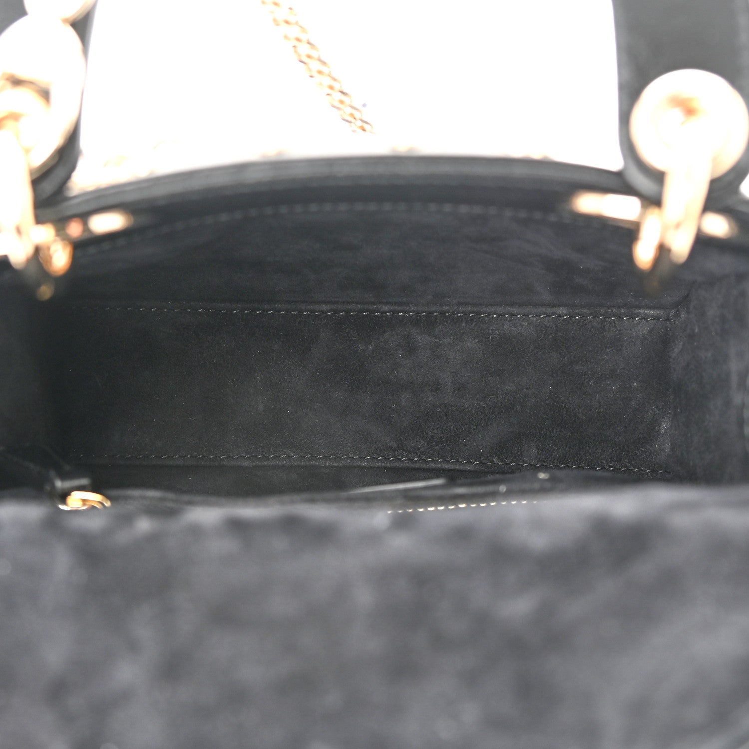 Christian Dior Crinkle Effect Lambskin Pearl Cannage Mini Lady Dior Black 5 of 10