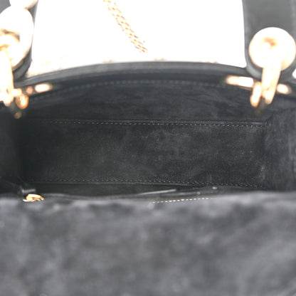 Christian Dior Crinkle Effect Lambskin Pearl Cannage Mini Lady Dior Black 5 of 10