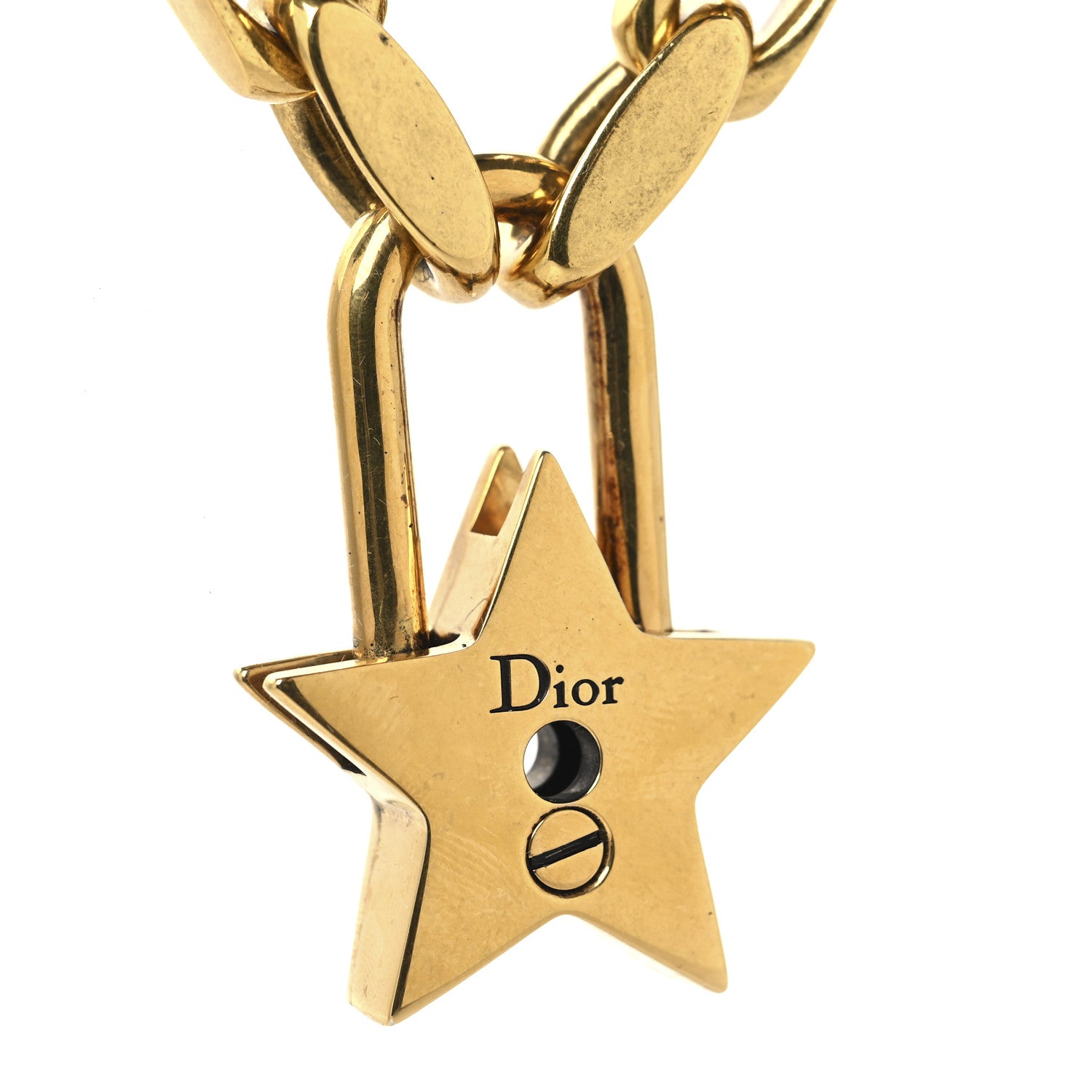 Christian Dior Metal Lucky Star Choker Necklace Aged Gold 1789326