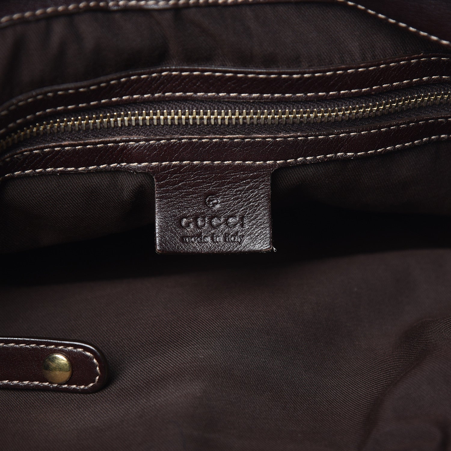 Gucci Calfskin Medium Britt Tote Dark Brown 6 of 16
