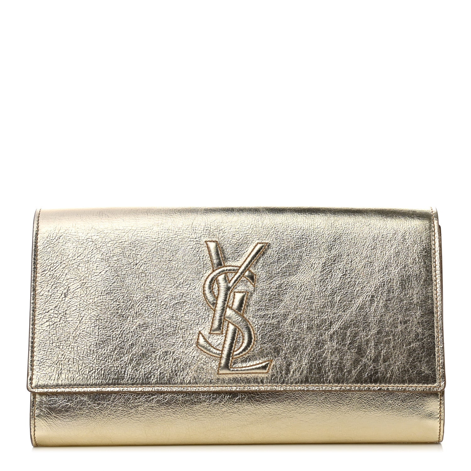 Saint Laurent Metallic Calfskin Monogram Large Belle De Jour Clutch Gold 1 of 7