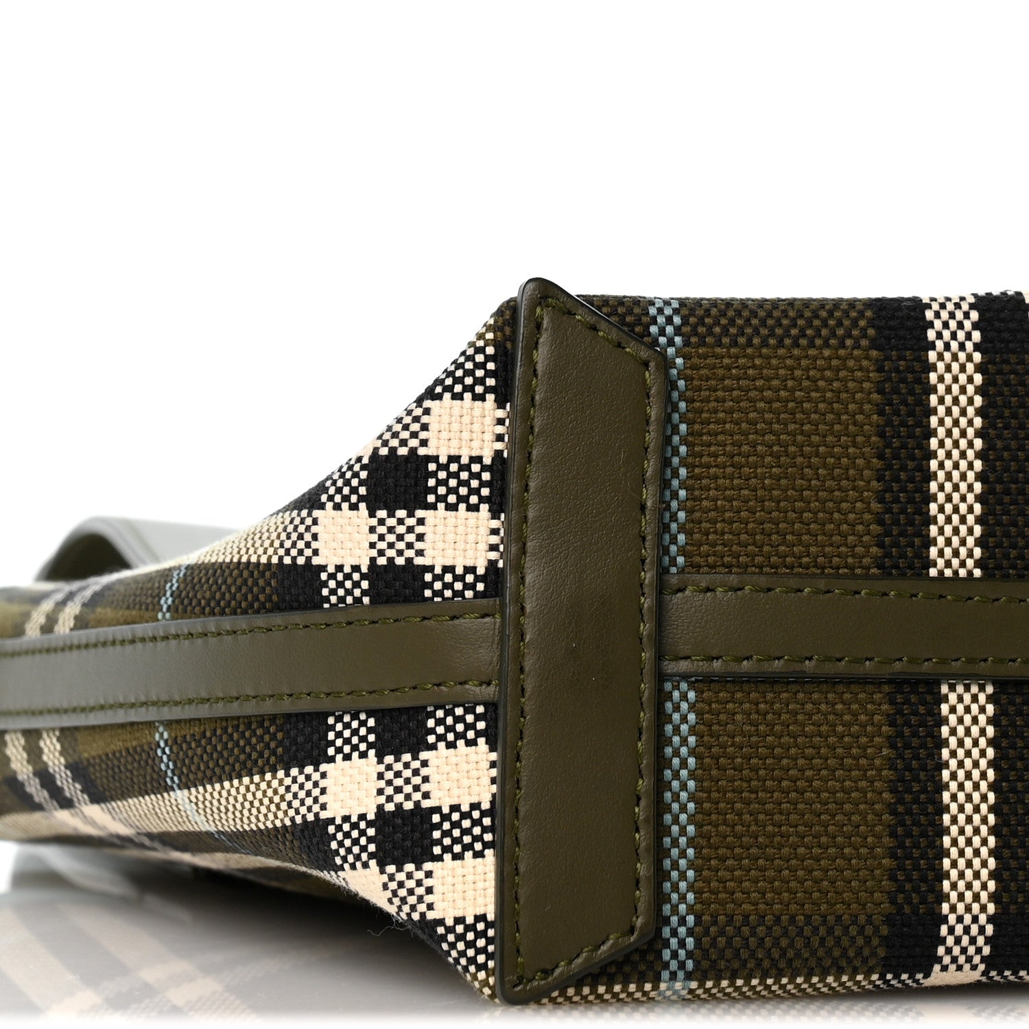 Burberry Cotton Check Mini London Tote Bag Olive Green 8 of 9