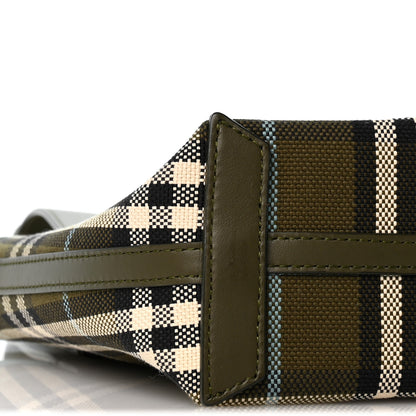 Burberry Cotton Check Mini London Tote Bag Olive Green 8 of 9