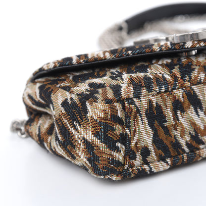 Saint Laurent Jacquard Leopard Matelasse Chevron Monogram Baby Chain Bag Black 9 of 11