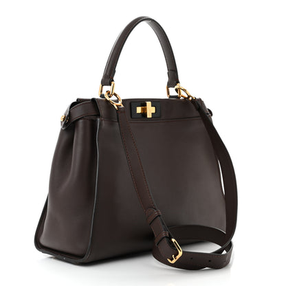 Fendi Vitello Seta Shiny Nappa Medium Peekaboo Iconic Satchel Moresco Rosa Doll 3 of 12