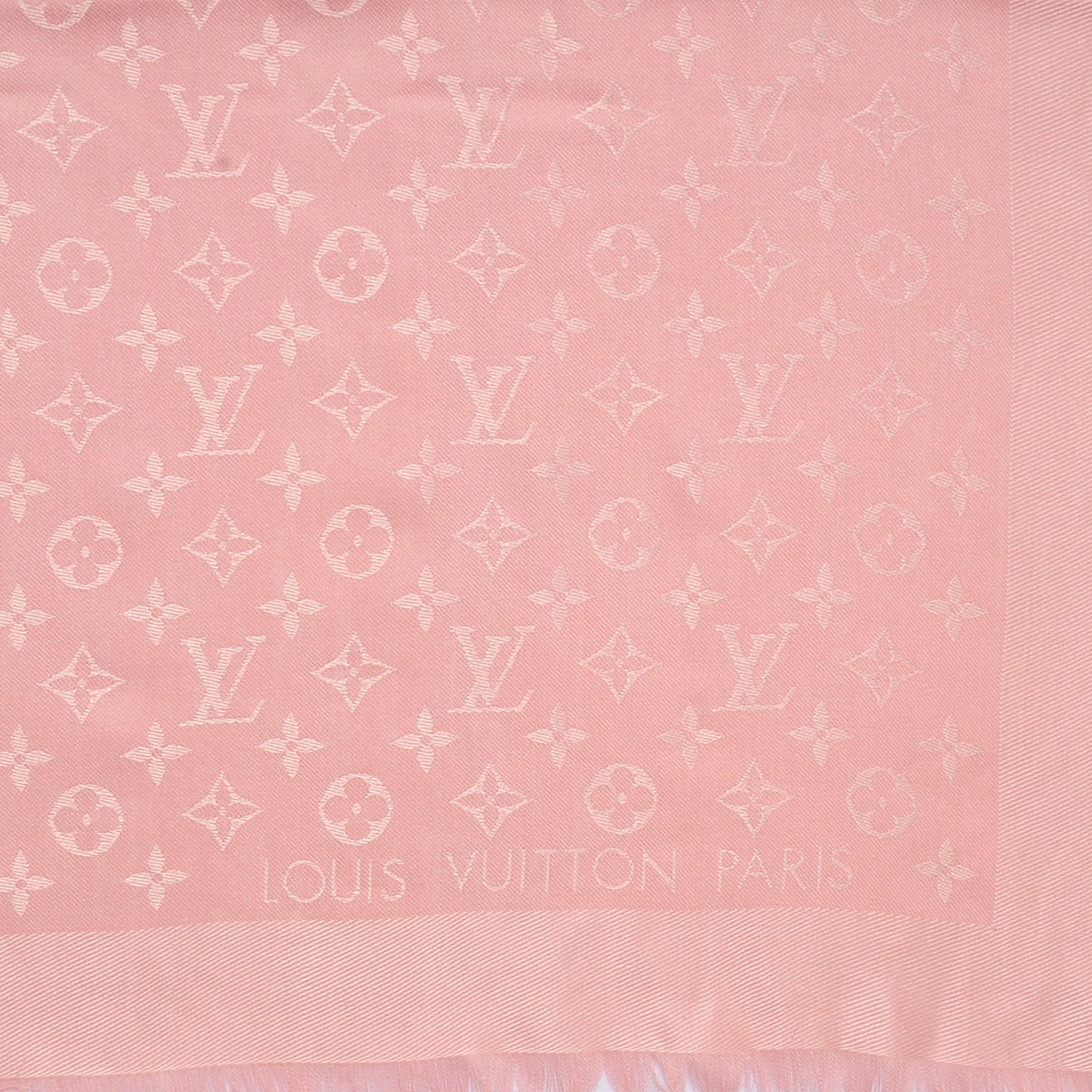 Louis Vuitton Wool Silk Monogram Shawl Rose Petale 1 of 5
