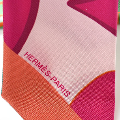 Hermes Silk Graff Graffiti Twilly Fuchsia Orange Vert 4 of 6