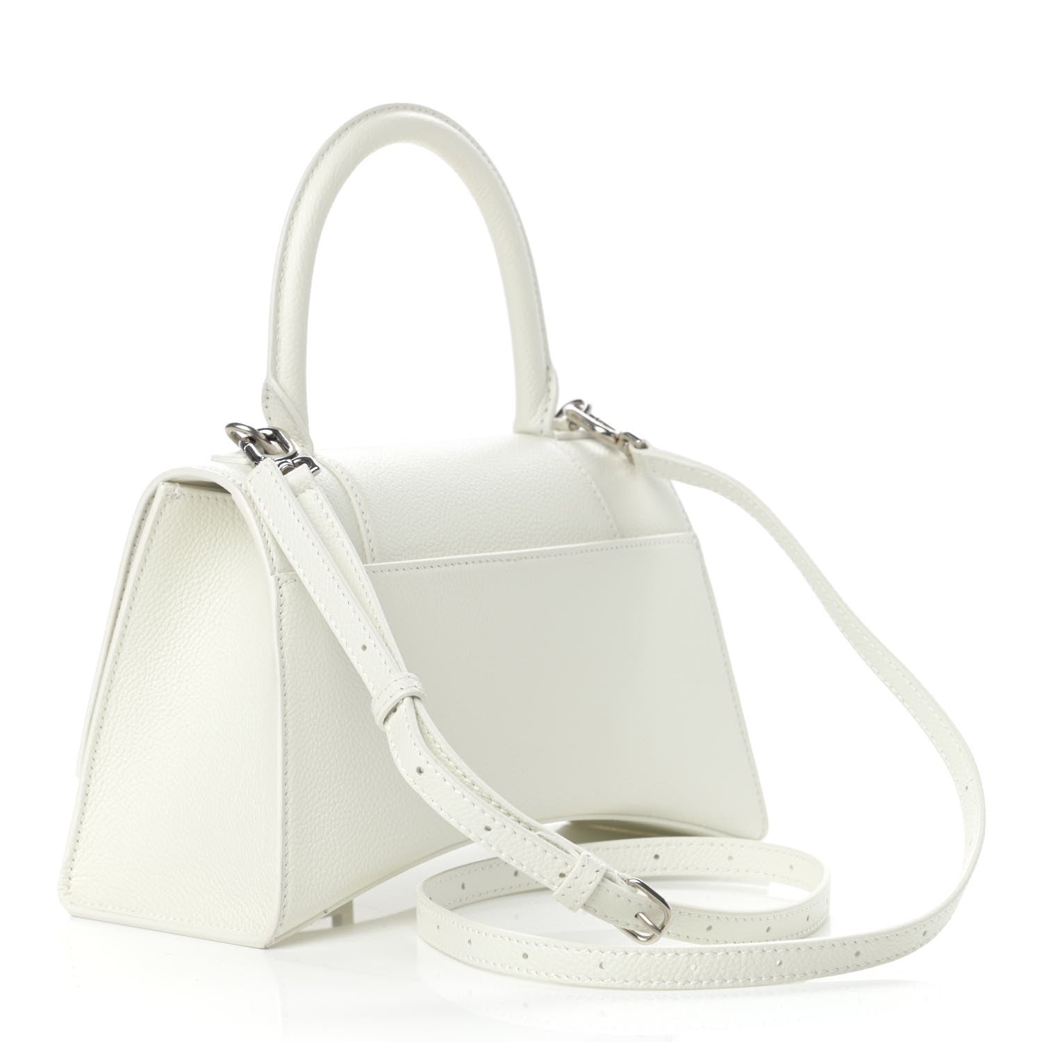 Balenciaga Grained Calfskin Small Hourglass Top Handle Bag White 3 of 15