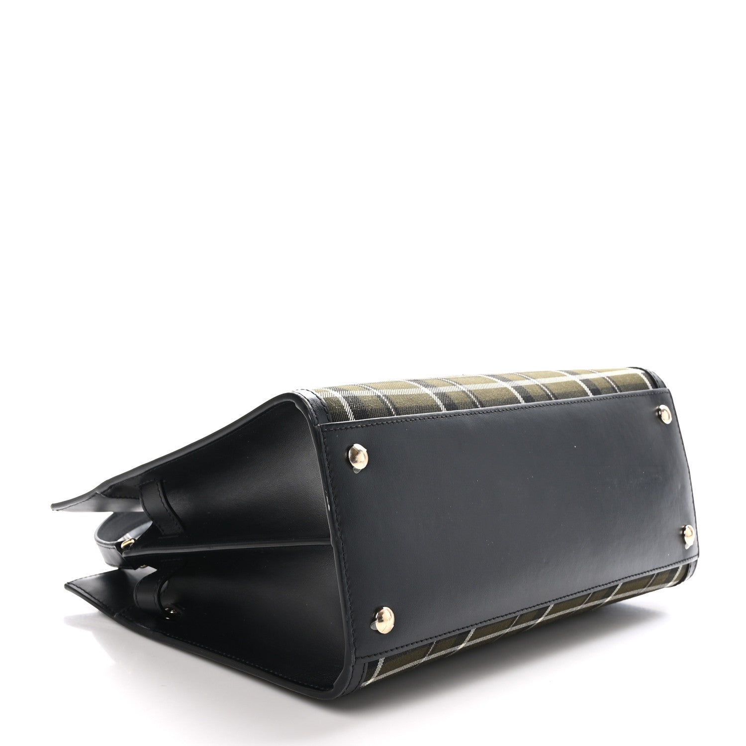 Burberry Wool Tartan Two Handle Title Bag Dark Green 4 of 9