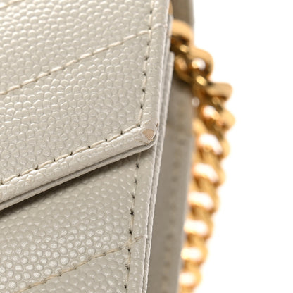 Saint Laurent Grain De Poudre Matelasse Chevron Monogram Chain Wallet Crema Soft 11 of 12