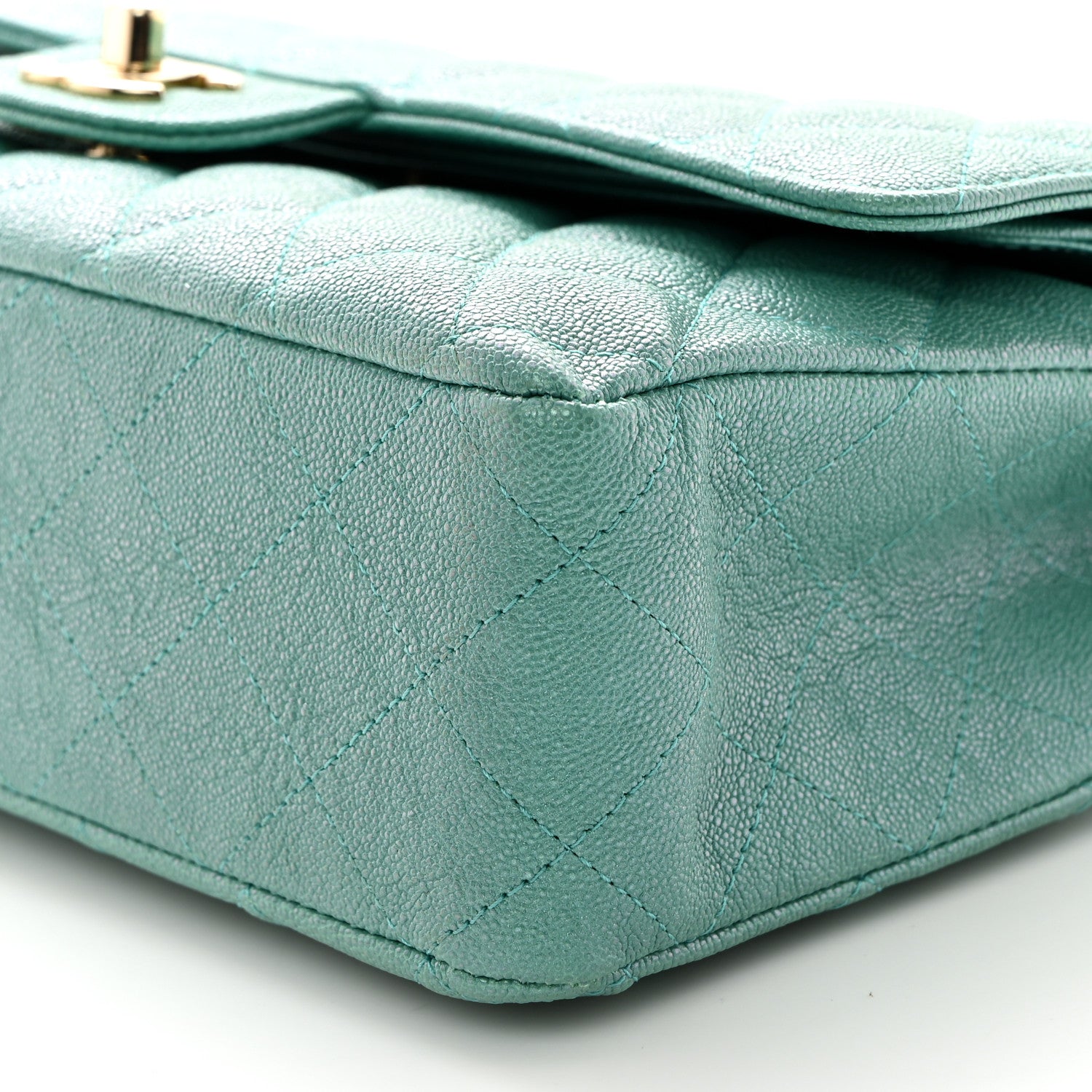 Chanel Iridescent Caviar Quilted Medium Double Flap Green 10 of 10