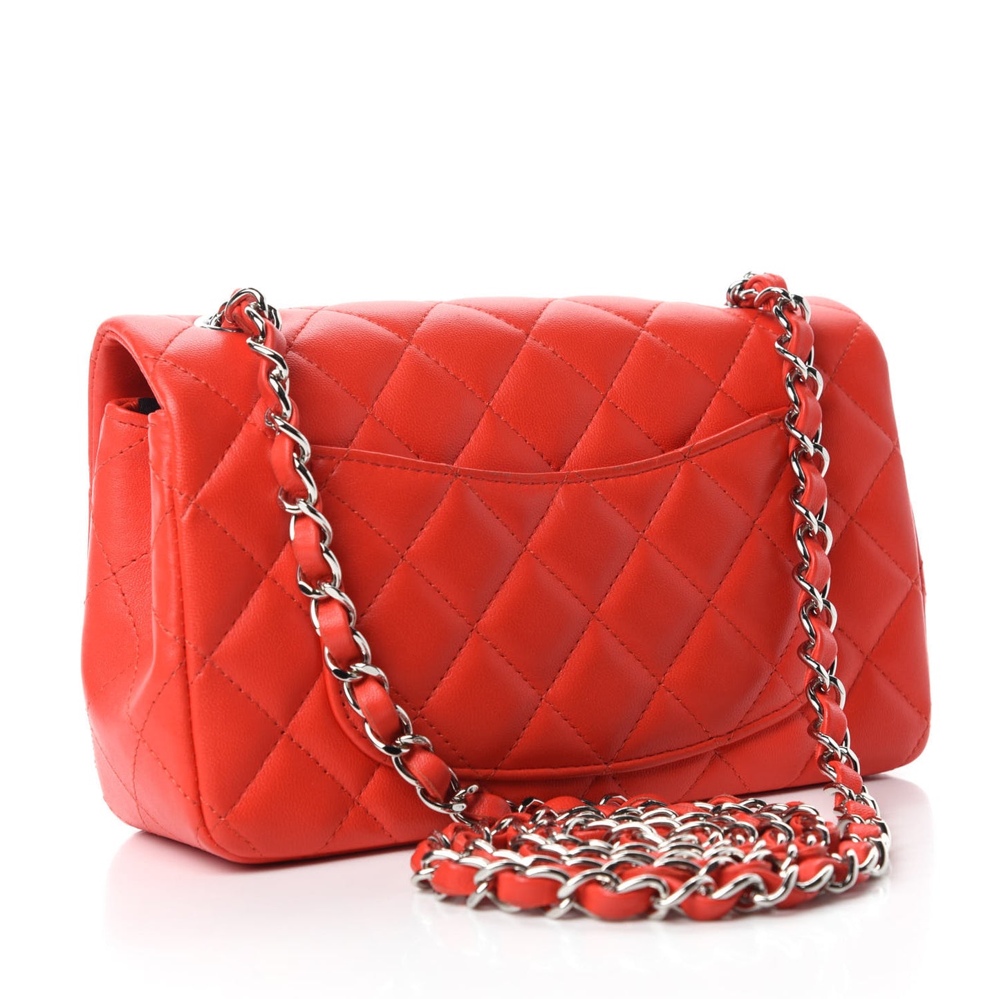 Lambskin Quilted Mini Rectangular Flap Red