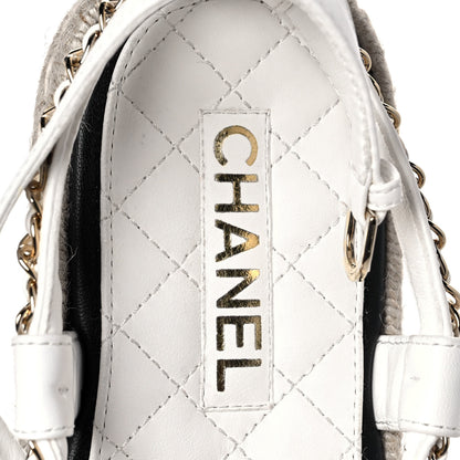 Chanel Lambskin Chain CC Thong Espadrille Sandals 36 White 7 of 8