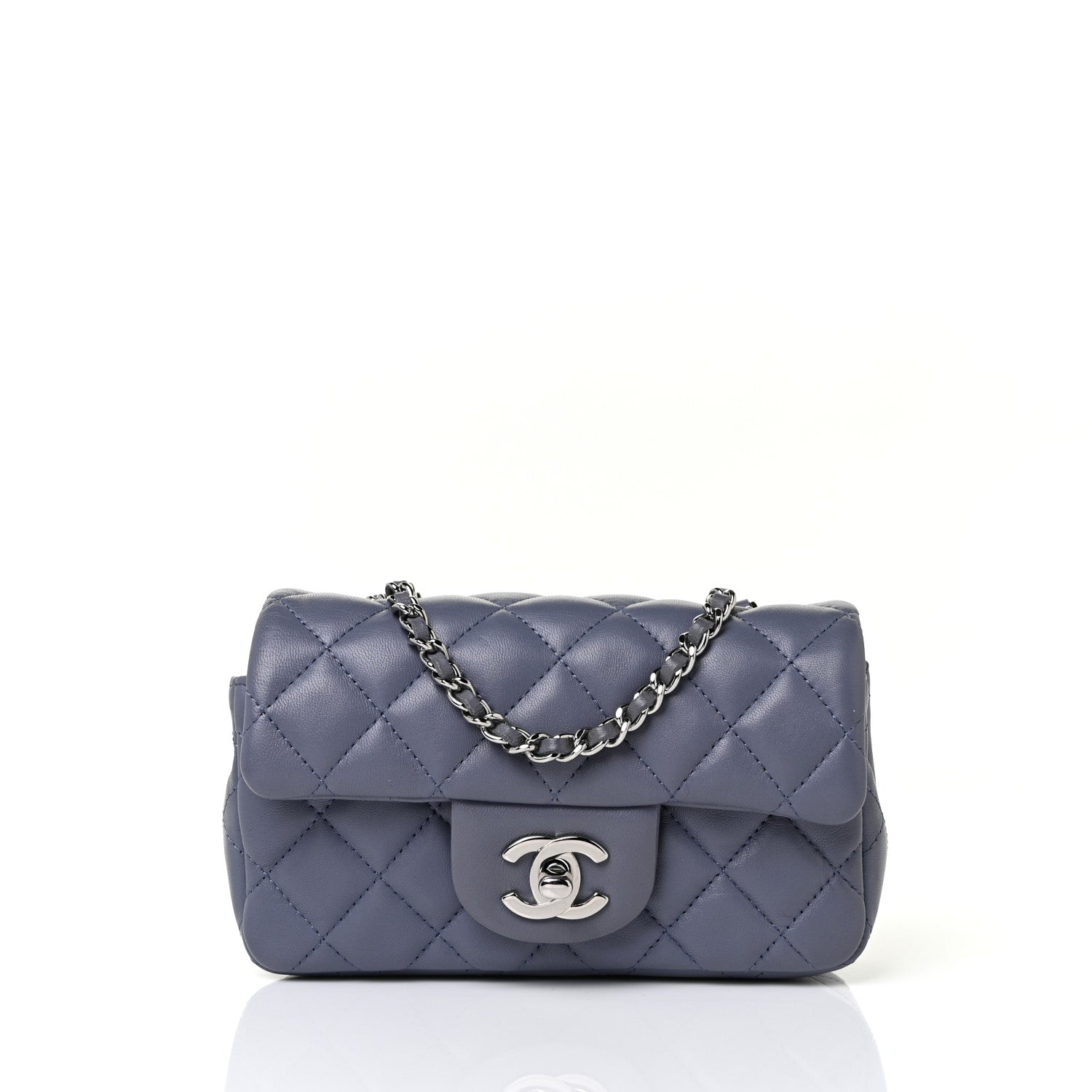 Chanel Lambskin Quilted Extra Mini Rectangular Flap Blue 1 of 9