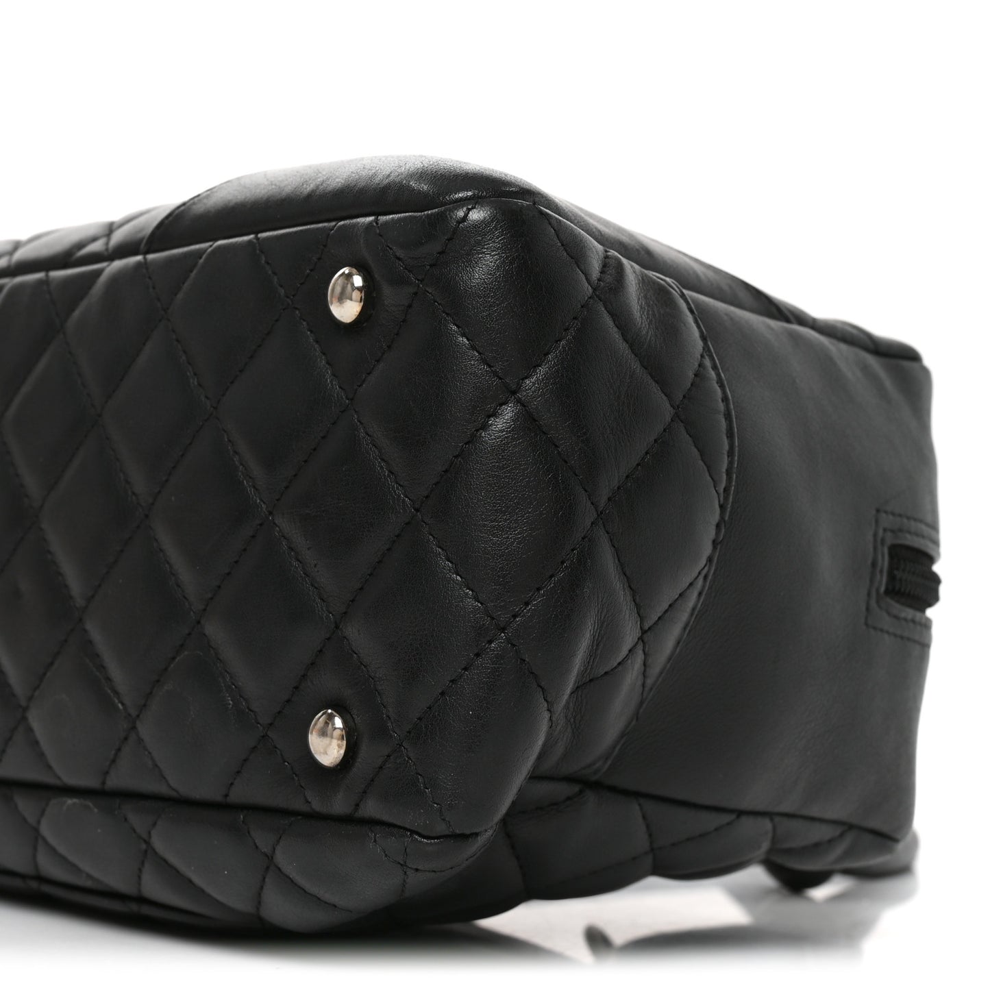 Calfskin Quilted Large Cambon Bowler Black