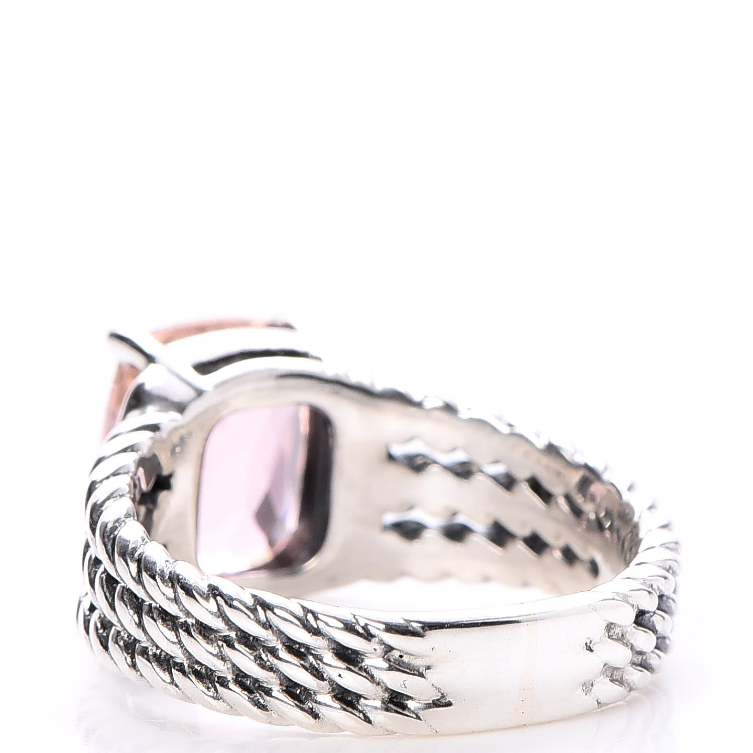 David Yurman Sterling Silver Diamond Morganite 10mm Petite Wheaton Ring 53 6.25 3 of 4