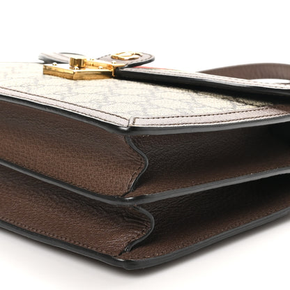 Gucci GG Supreme Monogram Textured Dollar Calfskin Web Small Ophidia Padlock Top Handle Bag Beige Ebony New Acero 9 of 9