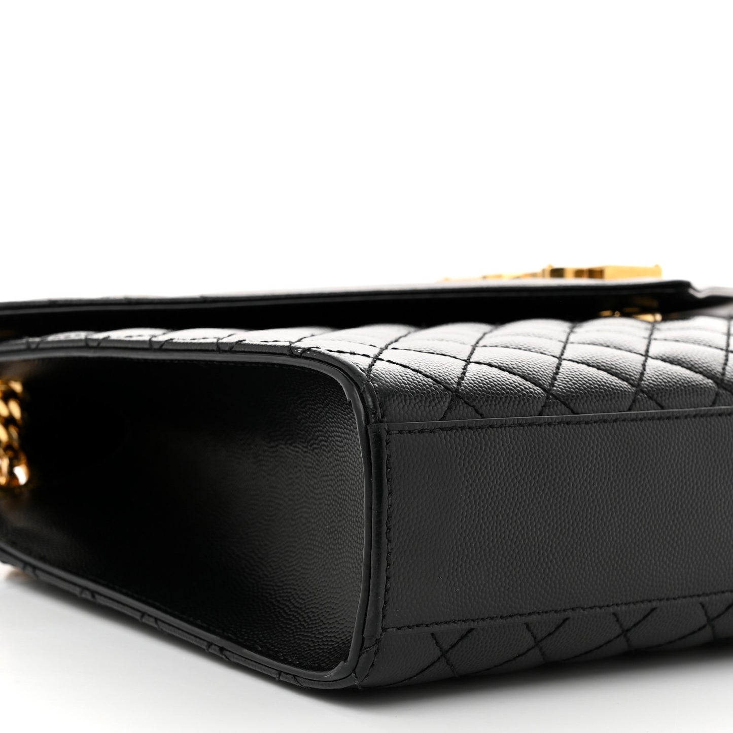 Grain De Poudre Textured Mixed Matelasse Large Triquilt Monogram Satchel Black