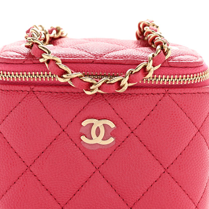 Chanel Caviar Quilted Mini Vanity Case With Chain Dark Pink 8 of 10