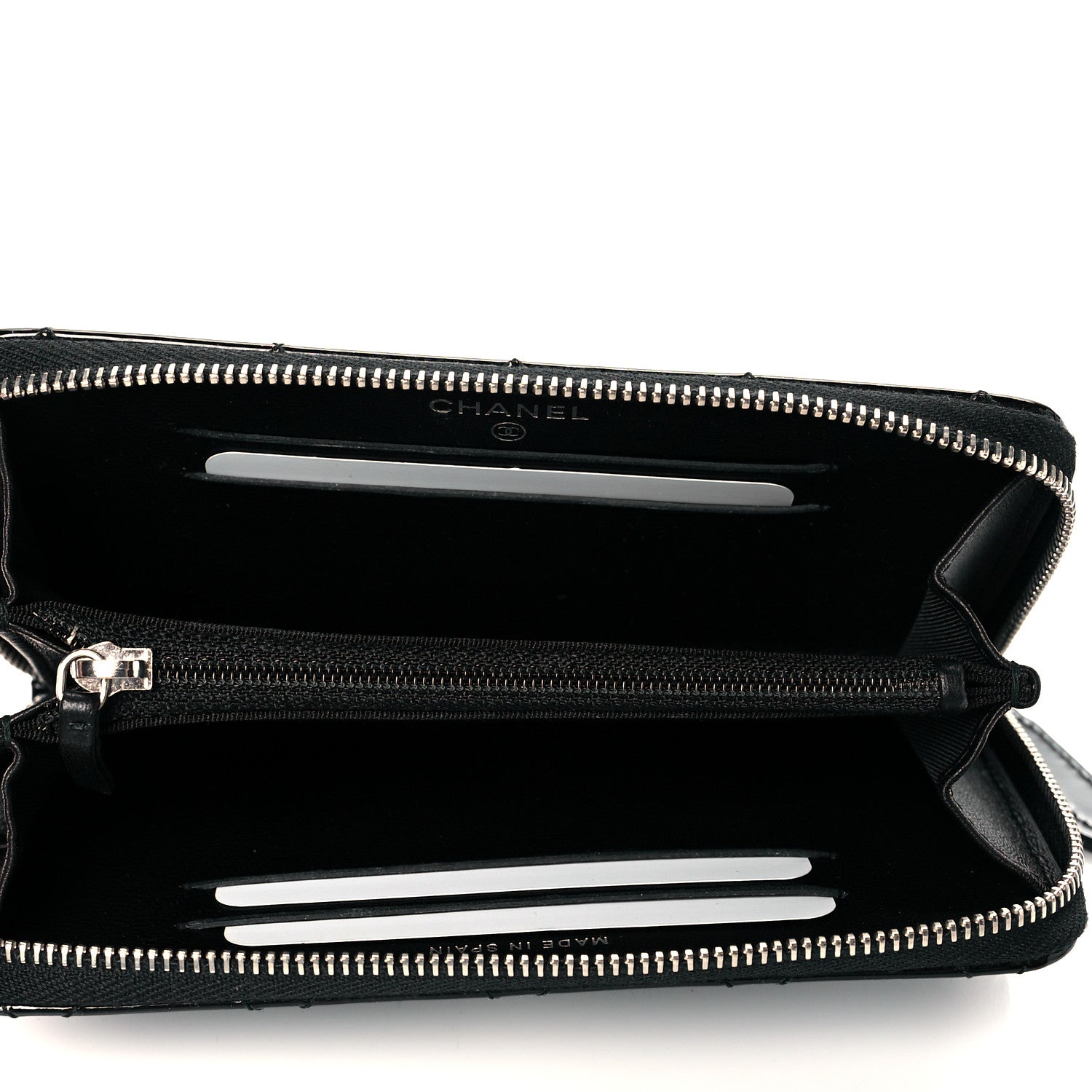 Chanel Patent Quilted Small Zip Around Wallet Black 5 of 10