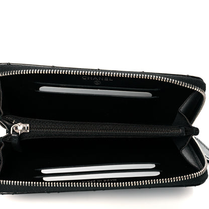 Chanel Patent Quilted Small Zip Around Wallet Black 5 of 10