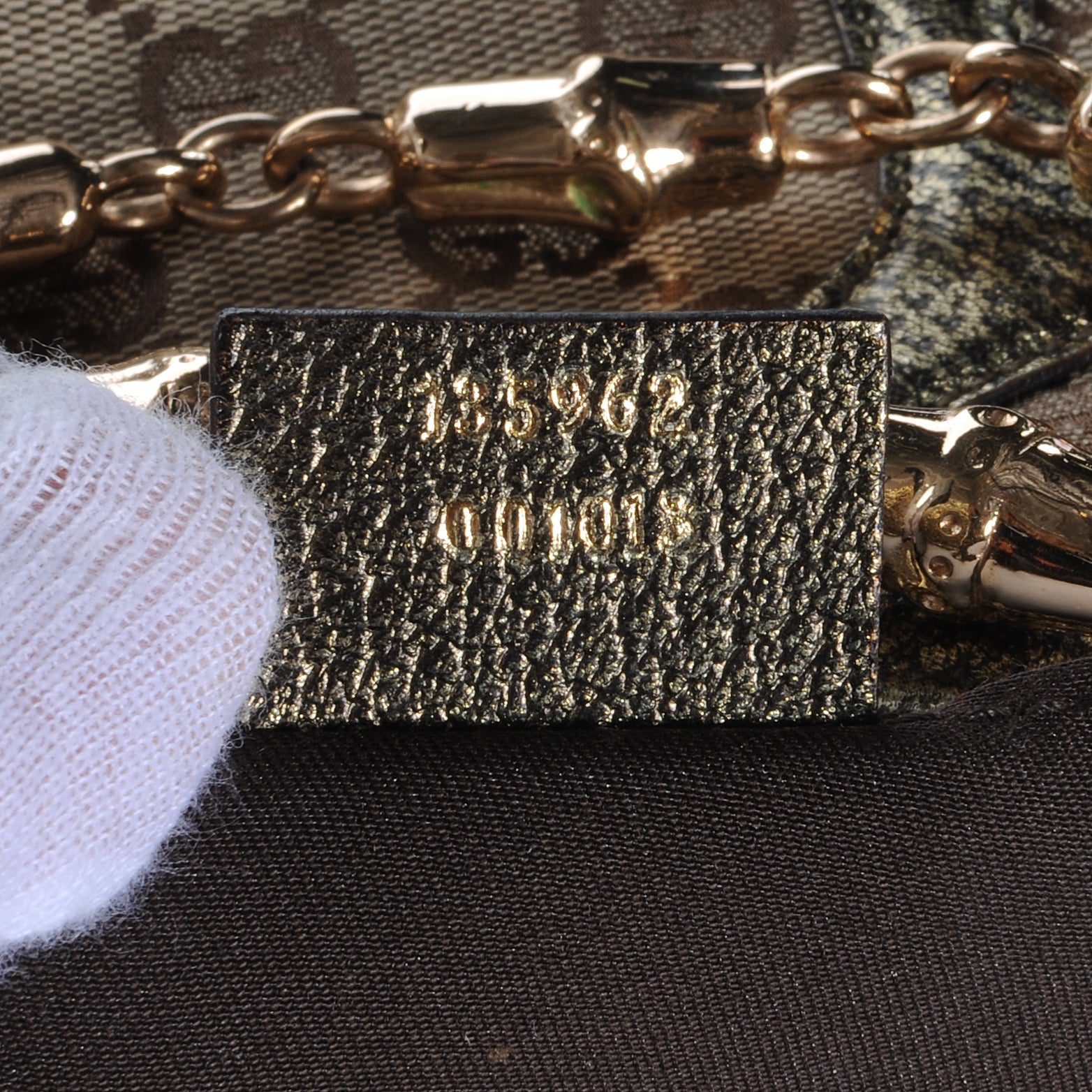 Gucci Monogram Bamboo Chain Shoulder Bag Metallic 6 of 8