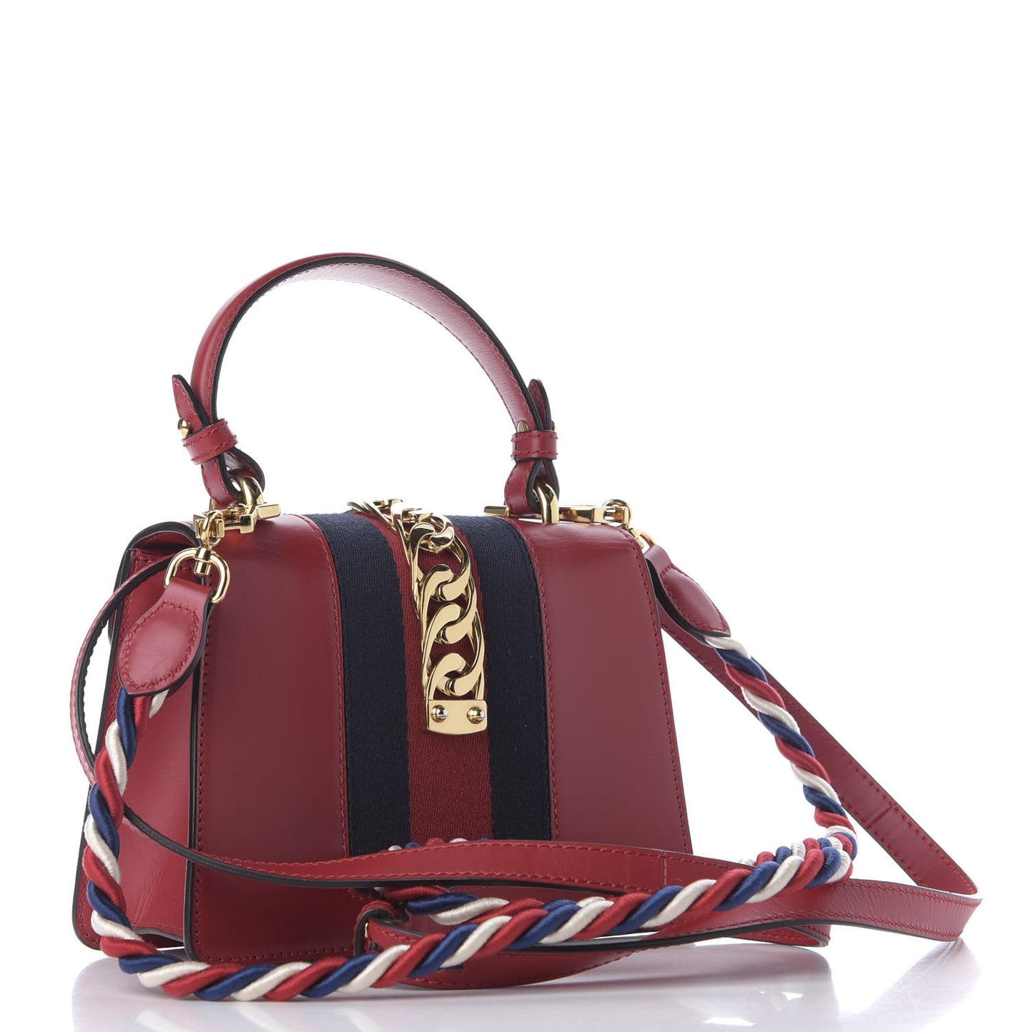 Calfskin Mini Sylvie Top Handle Bag Hibiscus Red