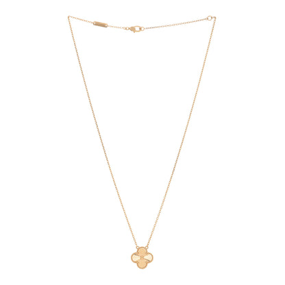 Van Cleef & Arpels 18K Yellow Gold Guilloche Vintage Alhambra Pendant Necklace 2 of 3