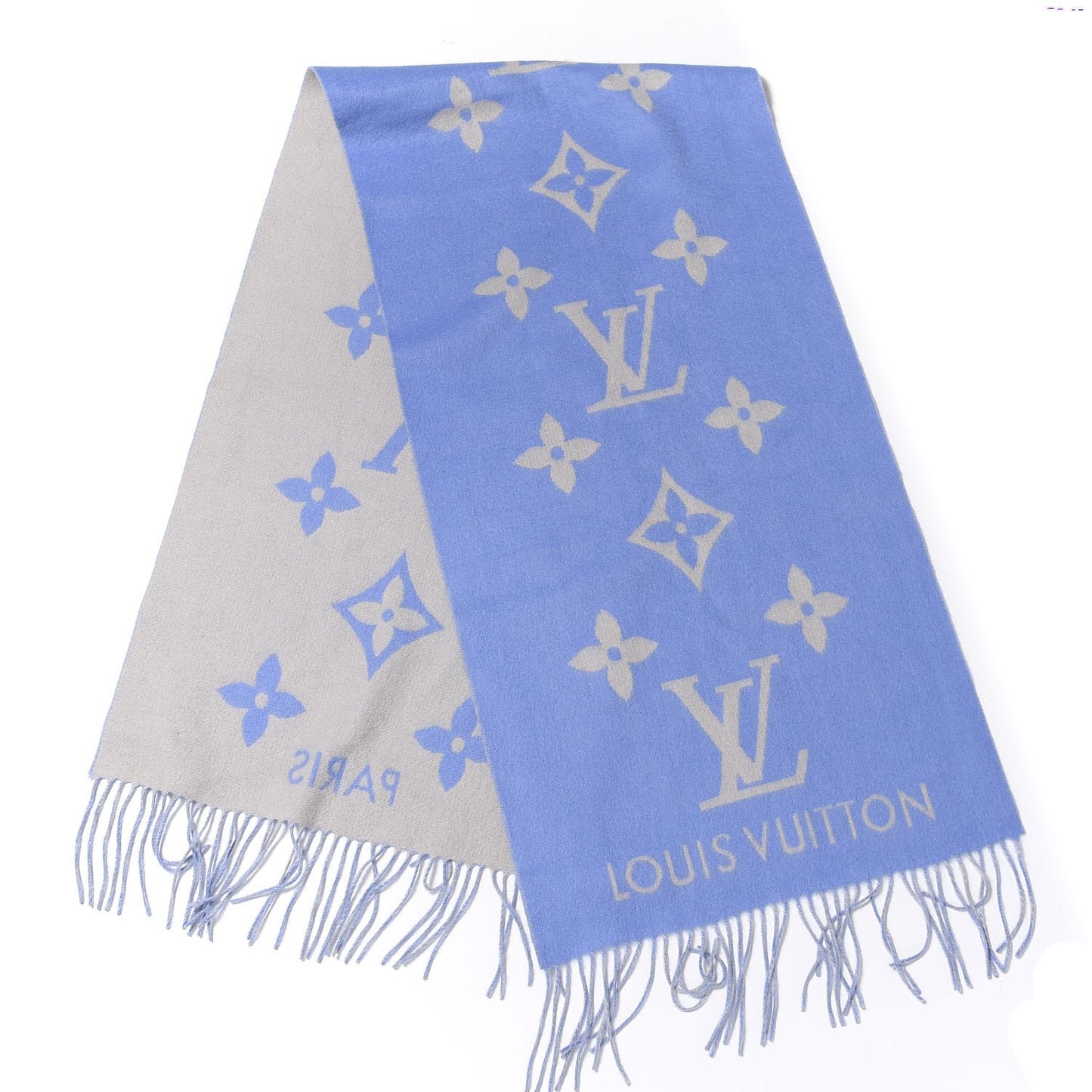 Cashmere Monogram Reykjavik Scarf Denim