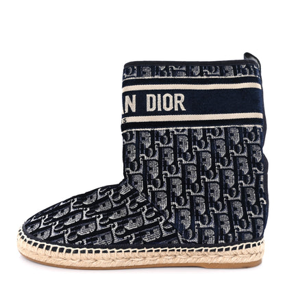 Christian Dior Velvet Oblique Granville Espadrille Boots 39.5 Deep Blue 1 of 9