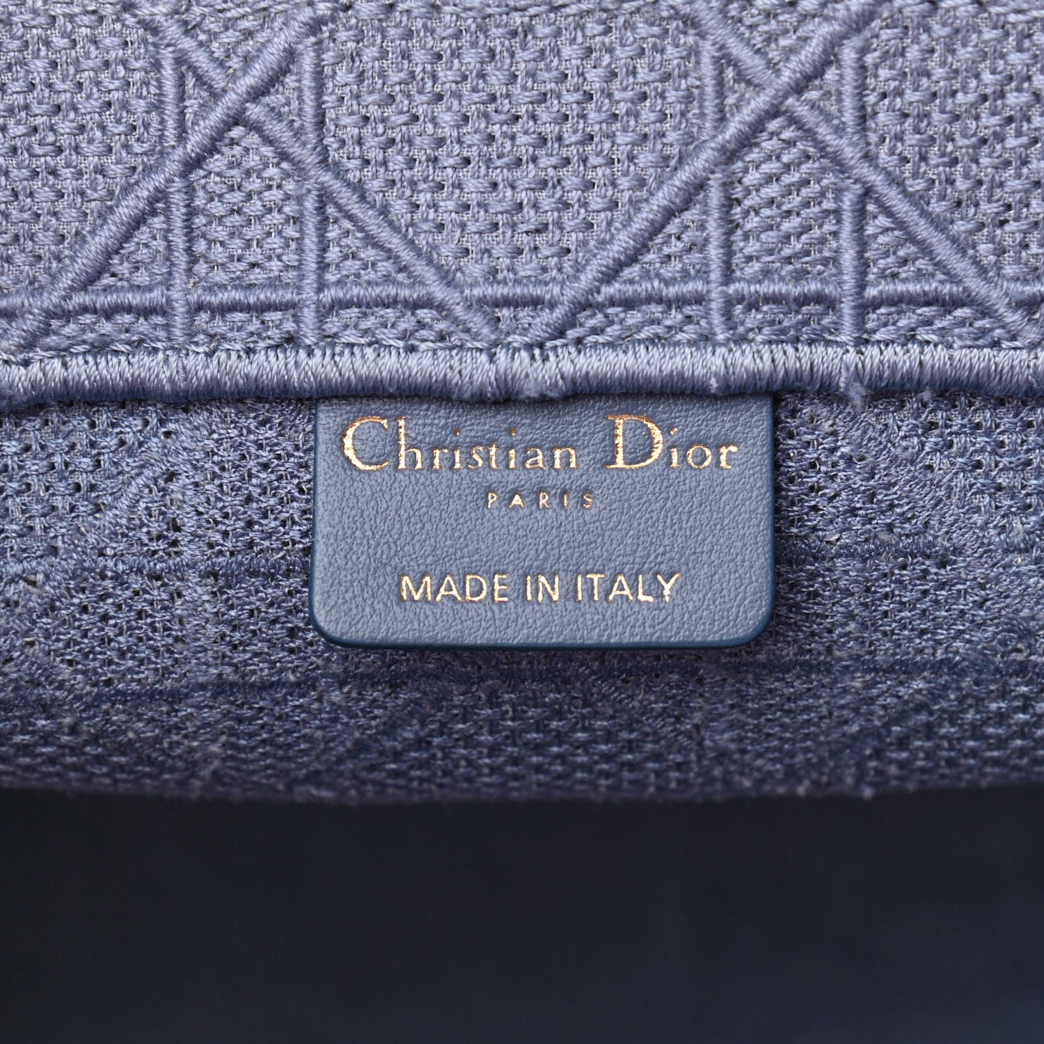 Christian Dior Embroidered Cannage Medium Book Tote Denim Blue 8 of 11